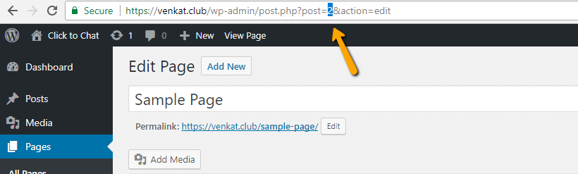 page id, post type page