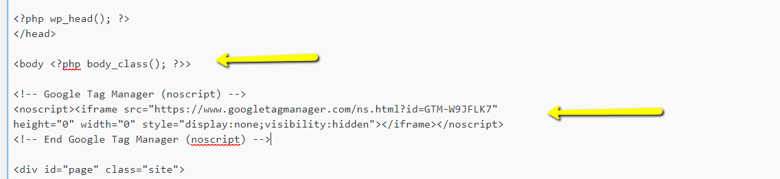 gtm code - script tag