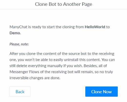 Bot Cloning in ManyChat