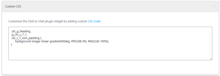 Add Custom CSS Code for Click to Chat plugin - Click to Chat